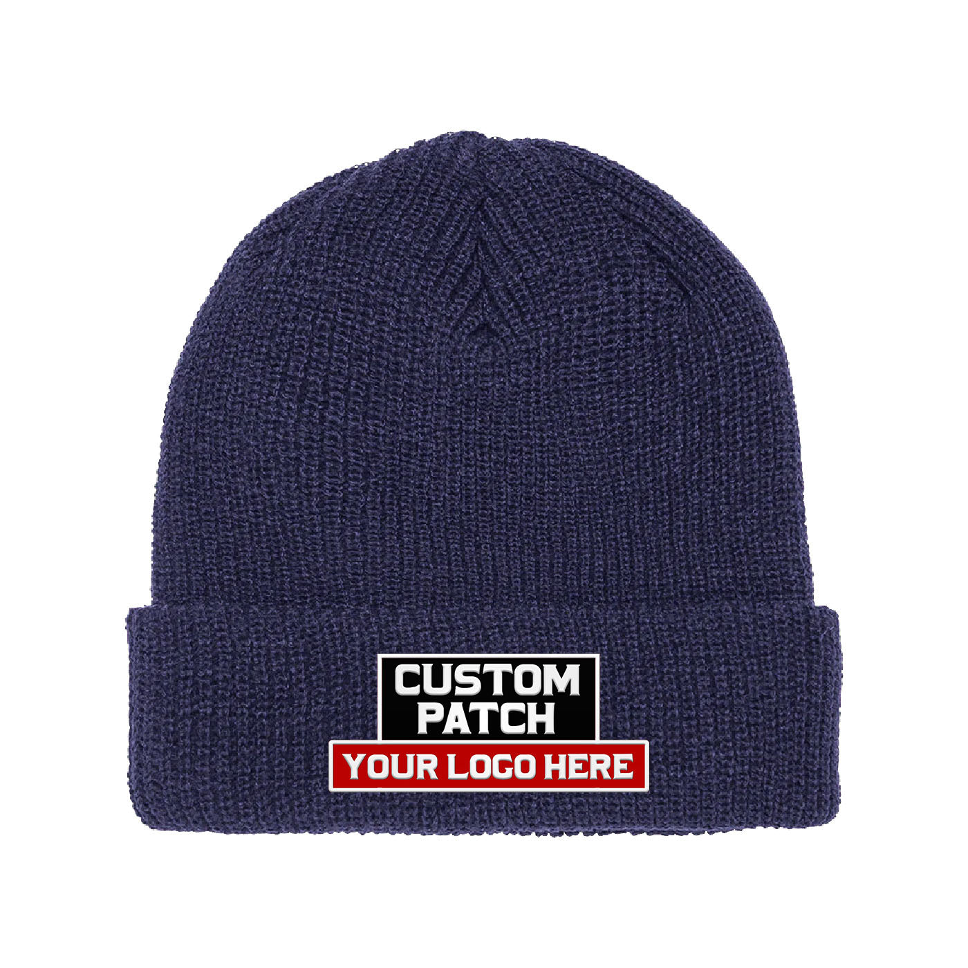 Custom Patch YP Classics 1545K Ribbed Cuffed Knit Beanie, Knit Cap, Yupoong 1545K