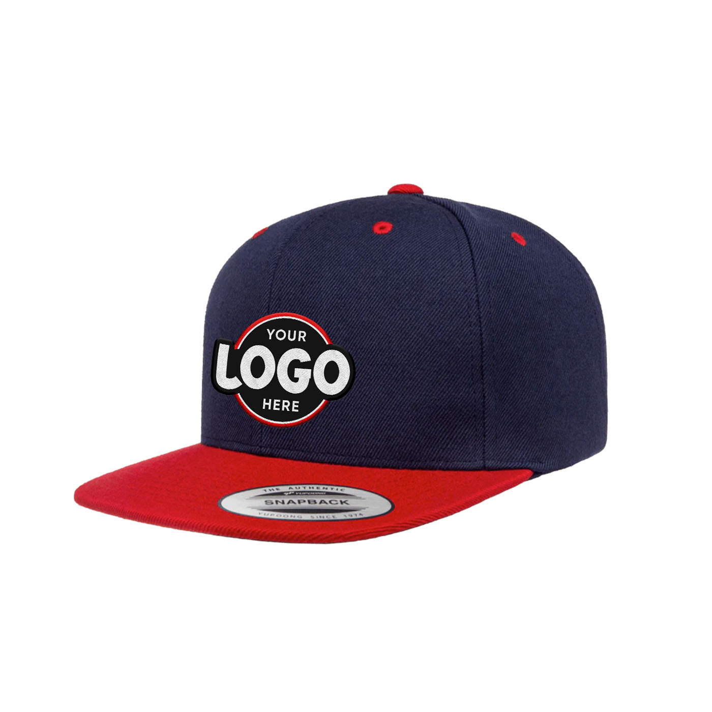 Custom Embroidered Yupoong 6089MT Premium Snapback Hat, Flat Bill, 2-Tone Colors, YP Classics