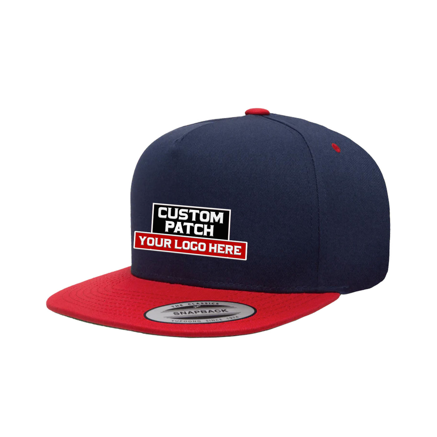 Custom Patch Yupoong 6007T 5-Panel Cotton Twill Snapback Hat, Flat Bill Cap, YP Classics