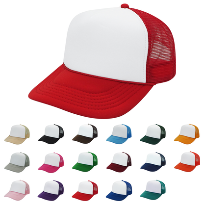 Nissun SPC Foam Trucker Hat 5 Panel Mesh Cap Two Tone Colors