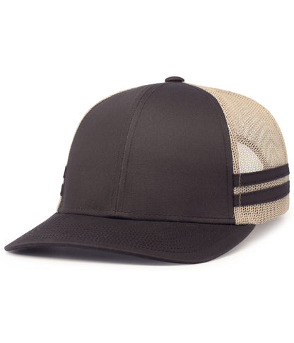 Custom Embroidered Pacific Headwear P115 Low-Profile Stripe Trucker Cap - Flat Embroidery