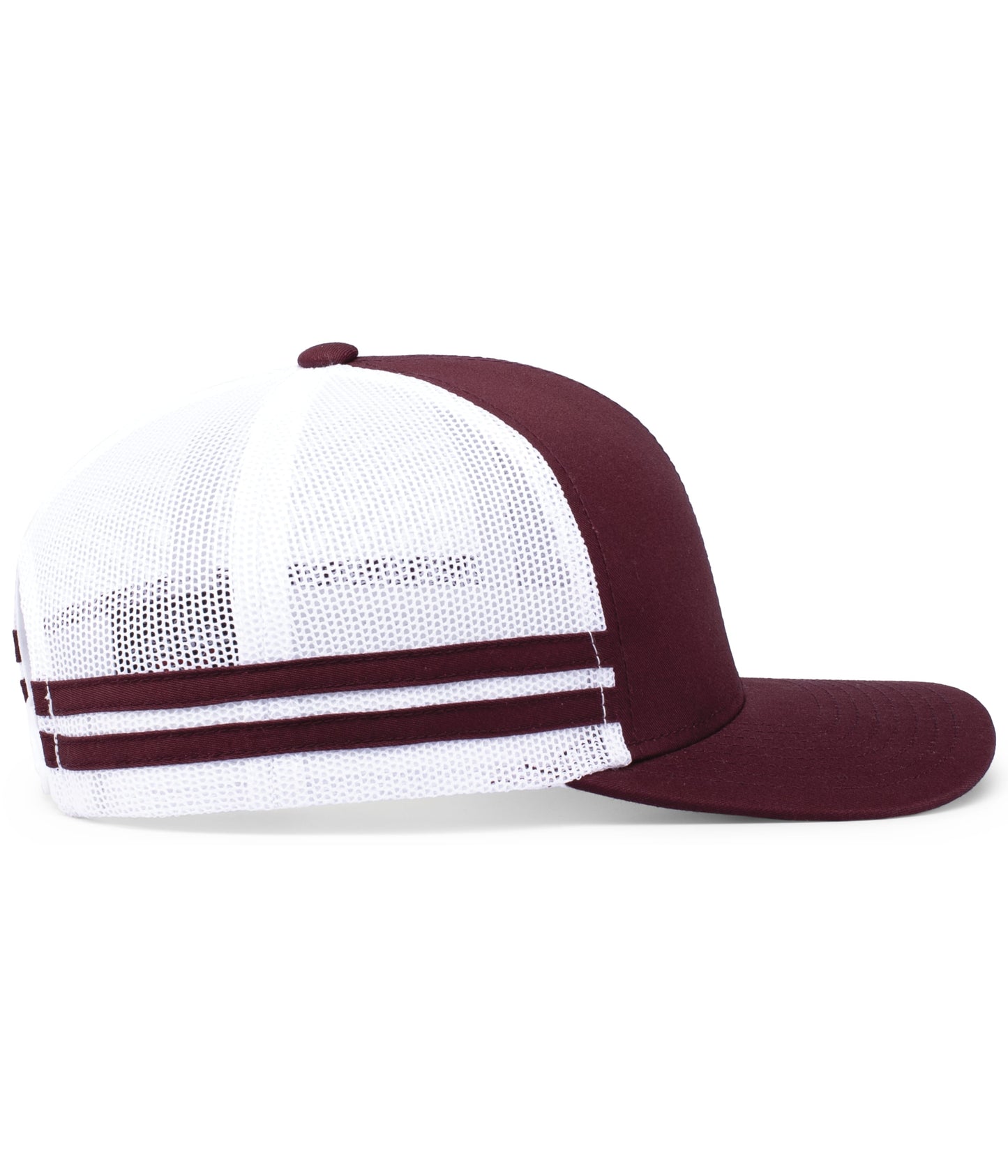 Custom Embroidered Pacific Headwear P115 Low-Profile Stripe Trucker Cap - Flat Embroidery