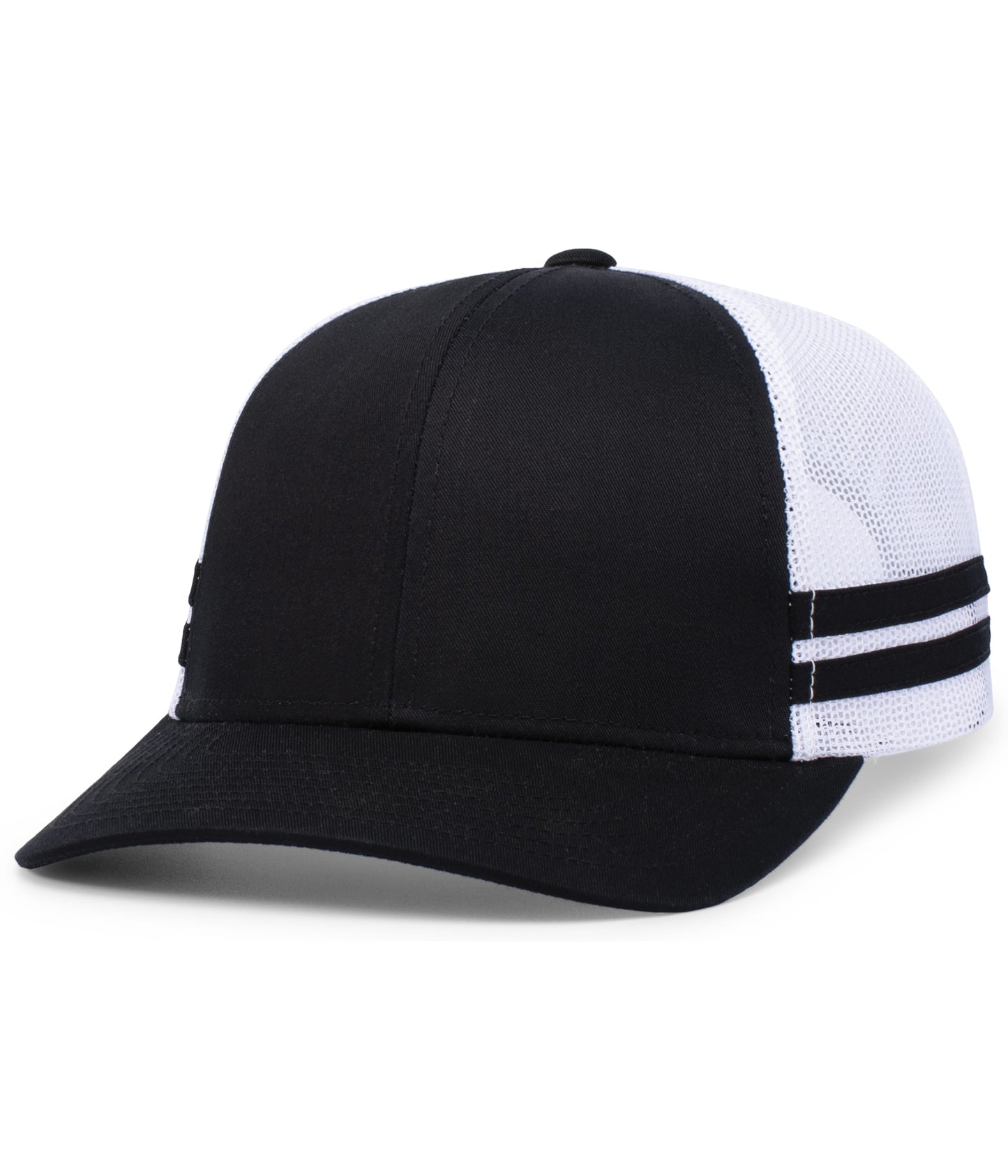 Custom Embroidered Pacific Headwear P115 Low-Profile Stripe Trucker Cap - Flat Embroidery