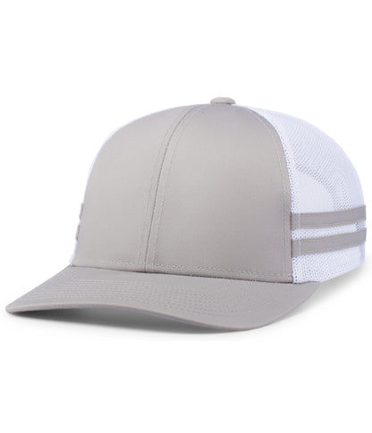 Custom Embroidered Pacific Headwear P115 Low-Profile Stripe Trucker Cap - 3D Embroidery