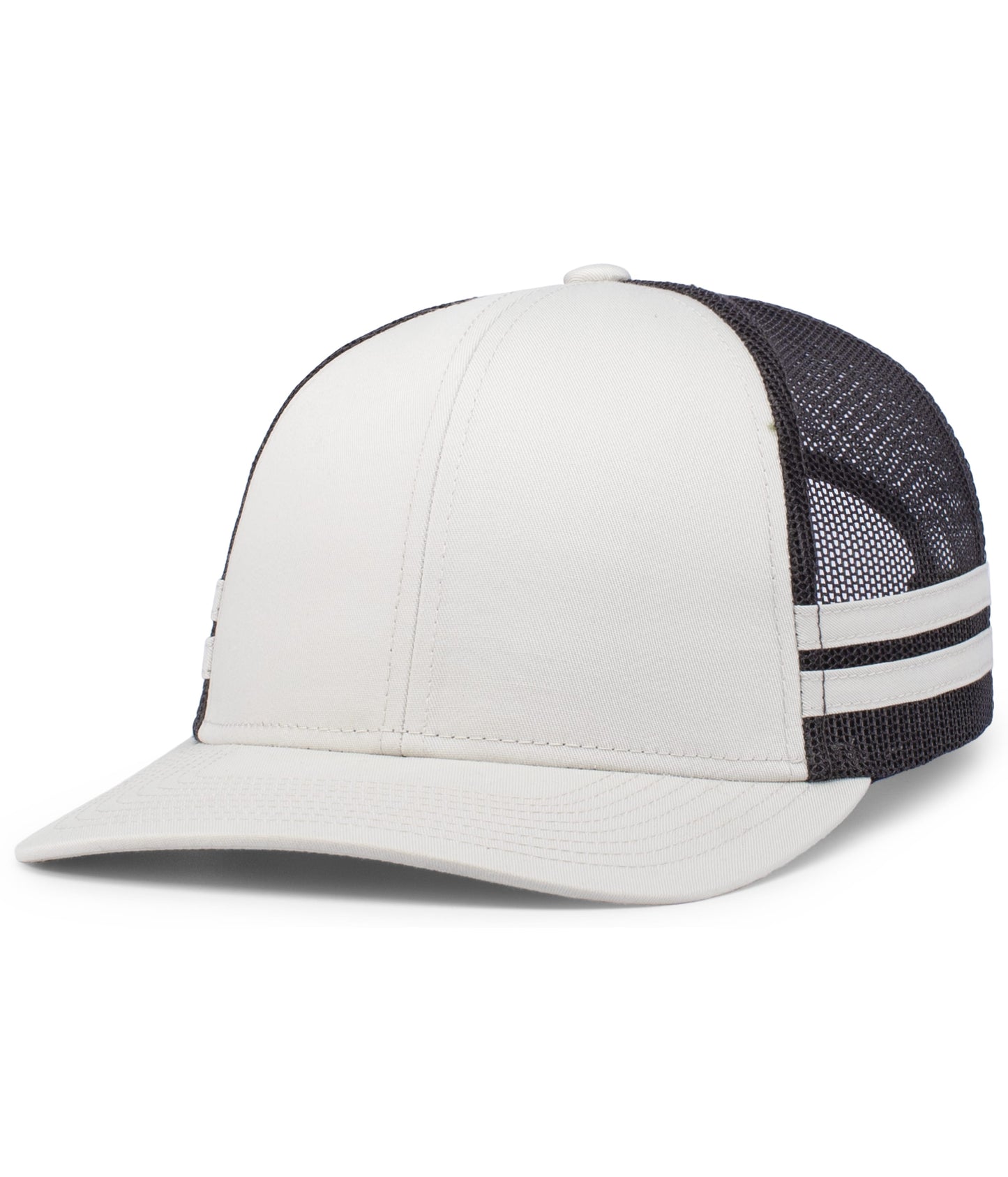 Custom Embroidered Pacific Headwear P115 Low-Profile Stripe Trucker Cap - 3D Embroidery