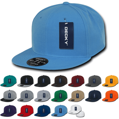 Decky RP1 Fitted Flat Bill Hat, Retro Fitted Cap (Sizes: 7 3/8 - 7 3/4)