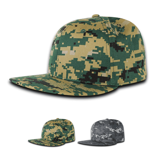 Decky RP1 Digital Camo Retro Fitted Cap Flat Bill Hat Camouflage - Star Hats & Embroidery