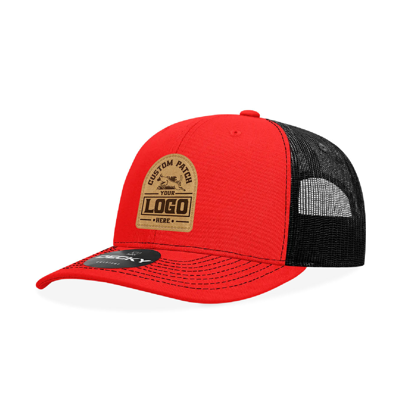 Custom Patch Decky 6031 - 6 Panel Mid Profile Structured Contra-Stitch Trucker Hat (Colors 2 of 2)