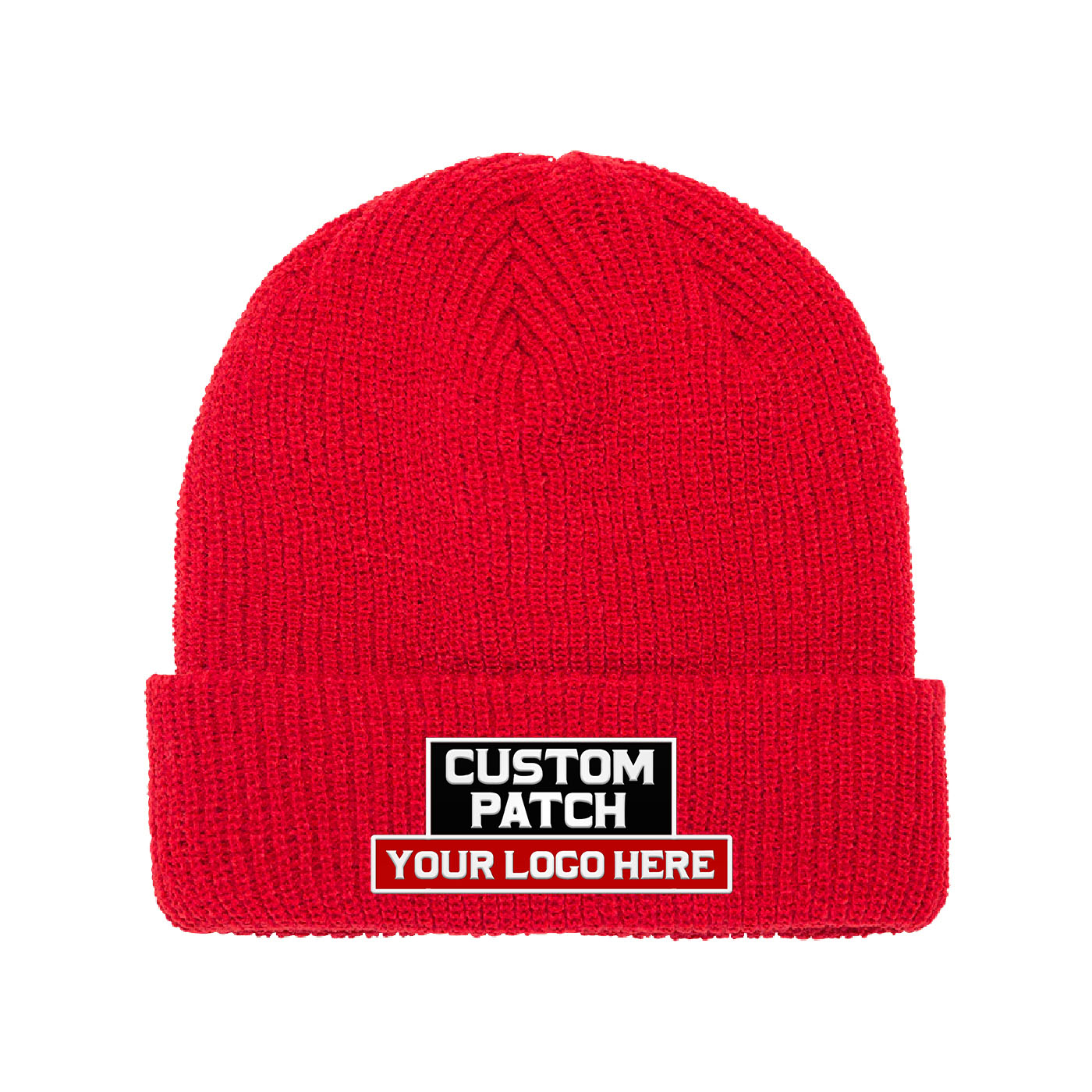 Custom Patch YP Classics 1545K Ribbed Cuffed Knit Beanie, Knit Cap, Yupoong 1545K