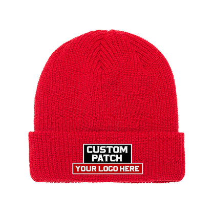 Custom Patch YP Classics 1545K Ribbed Cuffed Knit Beanie, Knit Cap, Yupoong 1545K