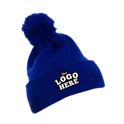 Custom Embroidered YP Classics 1501P Cuffed Pom Pom Knit Beanie, Knit Cap, Yupoong 1501P