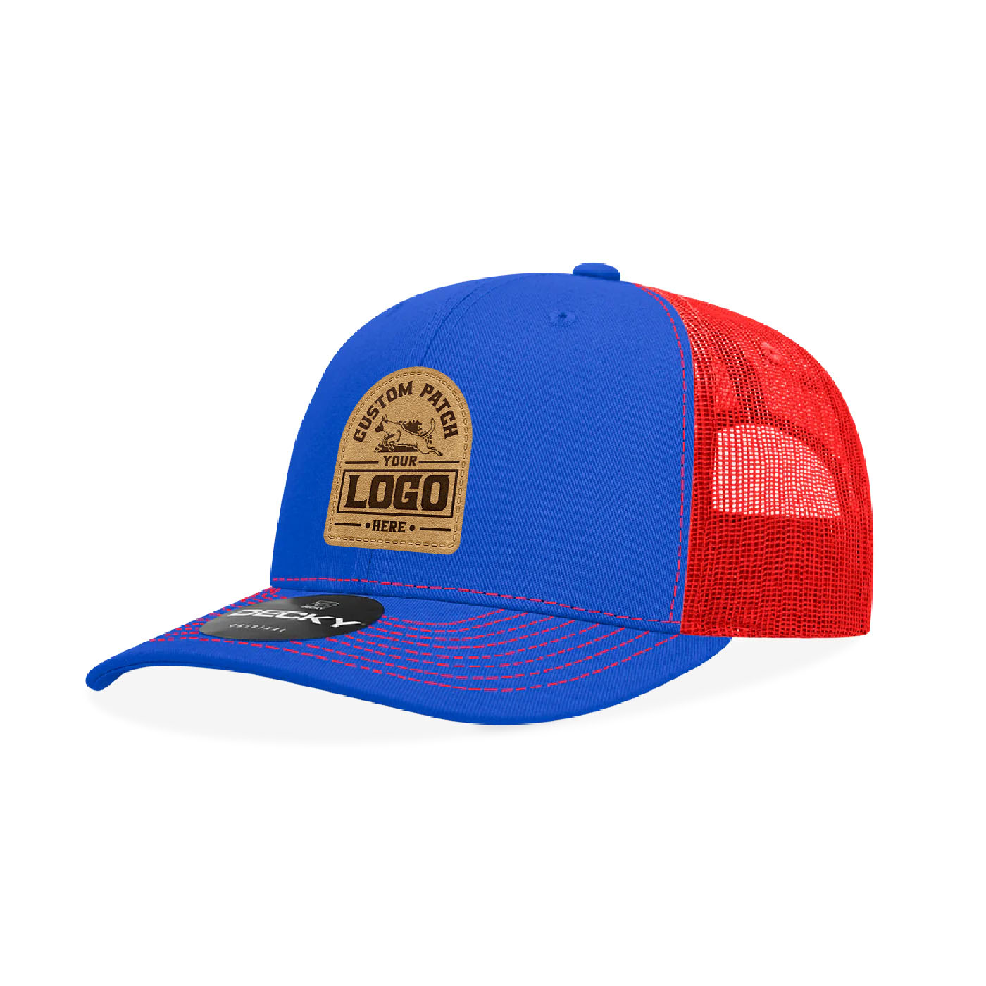 Custom Patch Decky 6031 - 6 Panel Mid Profile Structured Contra-Stitch Trucker Hat (Colors 2 of 2)