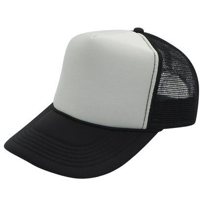 Nissun Classic Trucker Baseball Hats Caps Foam Mesh Blank Solid Two Tone Snapback - Blank