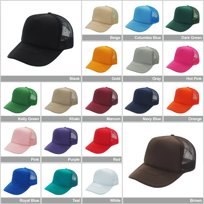 Nissun Classic Trucker Baseball Hats Caps Foam Mesh Blank Solid Two Tone Snapback - Blank