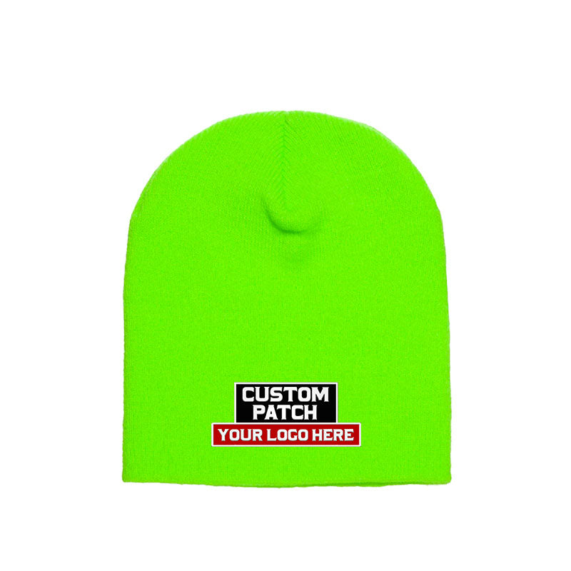 Custom Patch Yupoong 1500KC Short 8" Beanie, Knit Cap, YP Classics