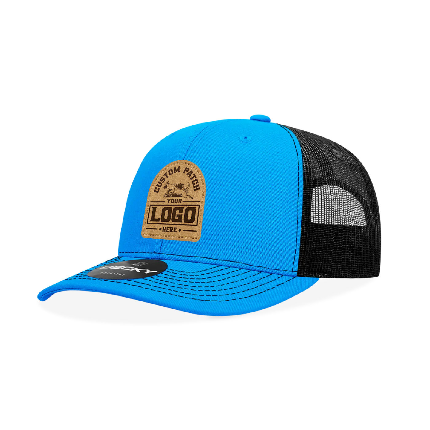 Custom Patch Decky 6031 - 6 Panel Mid Profile Structured Contra-Stitch Trucker Hat (Colors 2 of 2)