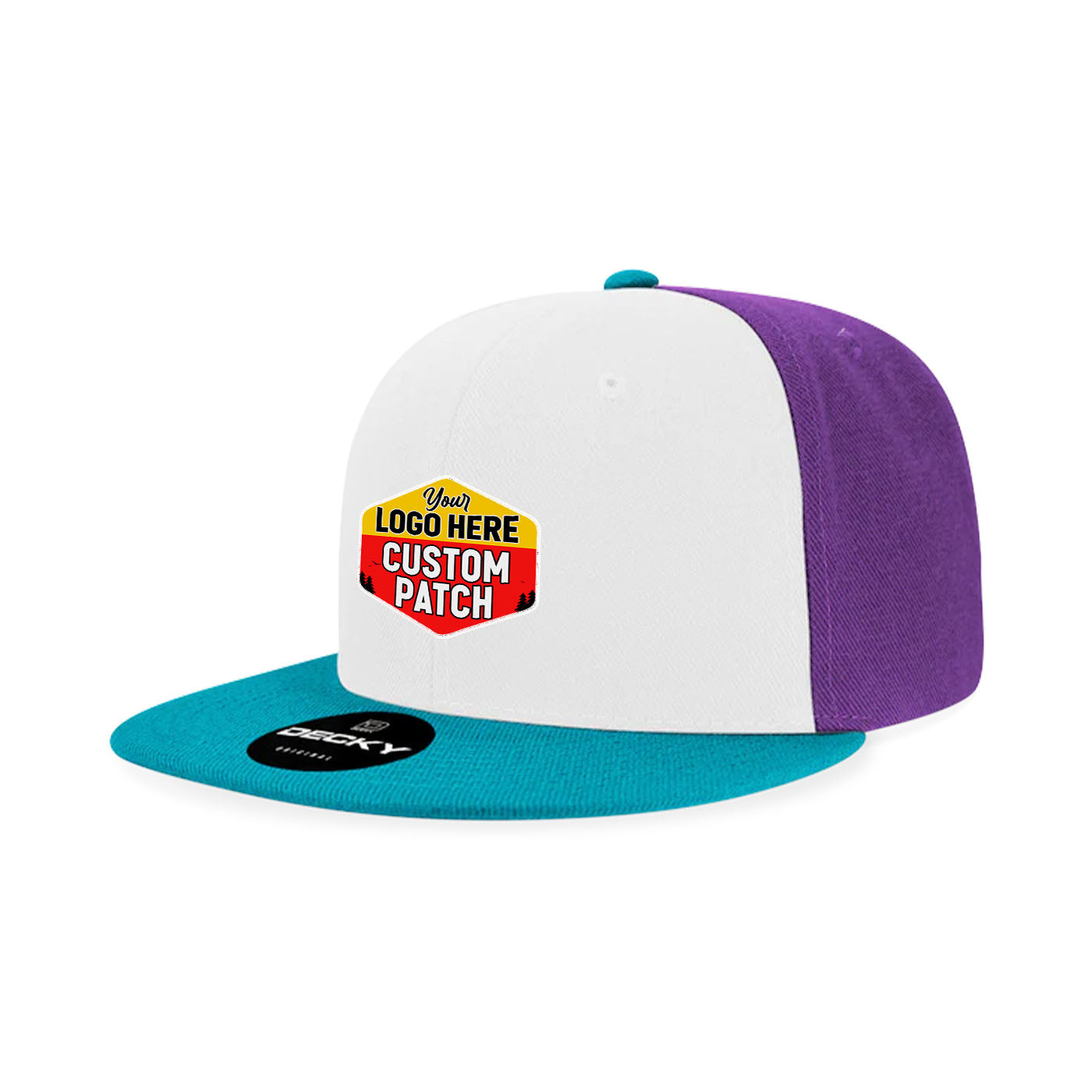 Custom Patch Decky 6020 High Profile 6 Panel Snapback, Flat Bill Hat