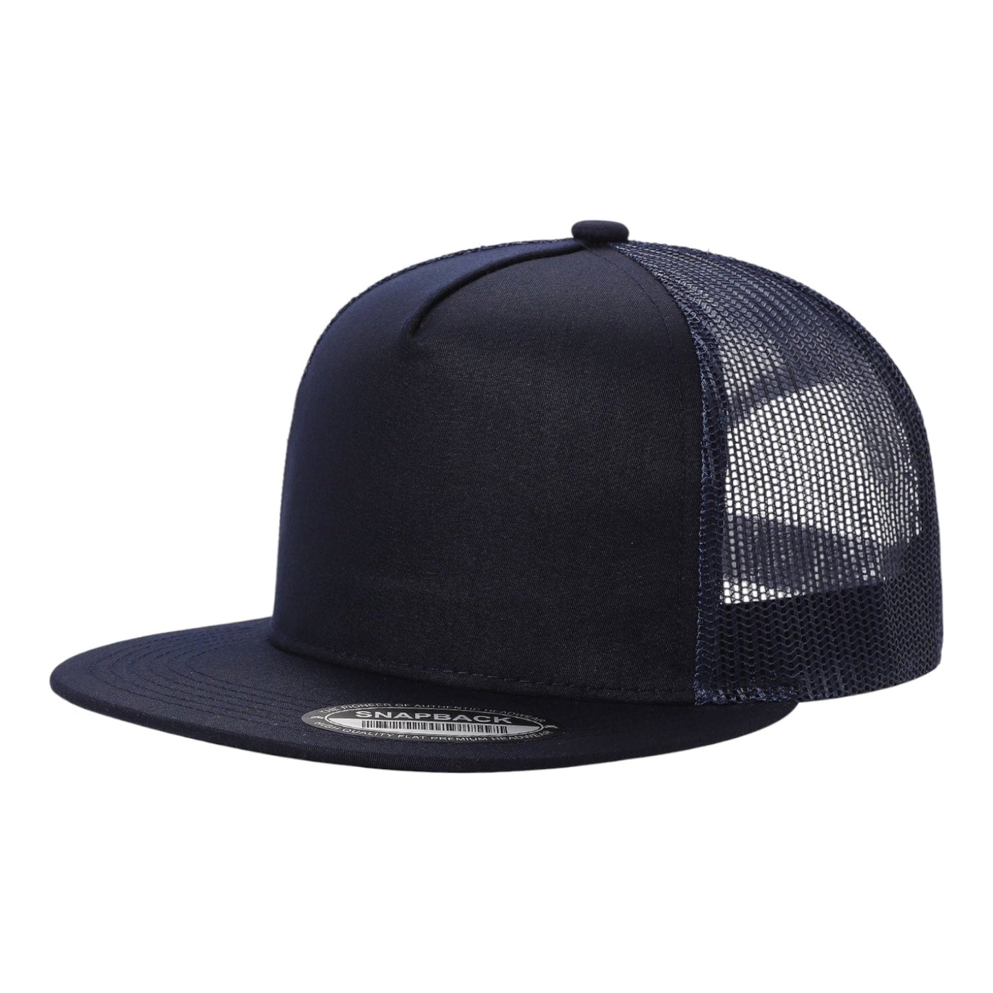 Unbranded 5 Panel Flat Bill Trucker Hat, Blank 5 Panel Mesh Back Cap