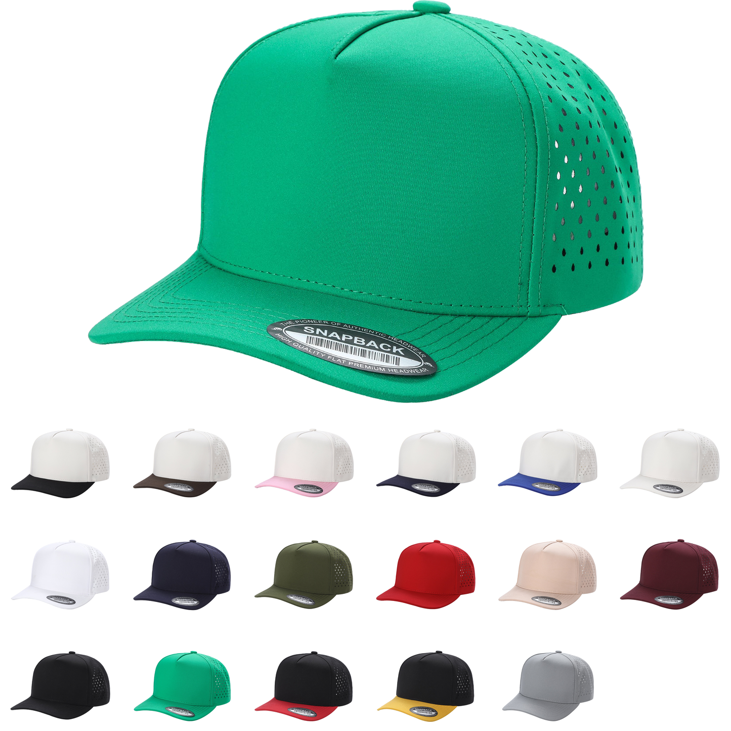 Custom Embroidered Unbranded 5 Panel Perforated Laser Mesh Hat Waterproof Cap