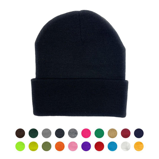 Beanies Caps Toboggan Cuffed Soft Knit in Bulk Multi-Color Plain Blank Wholesale Lot - Star Hats & Embroidery