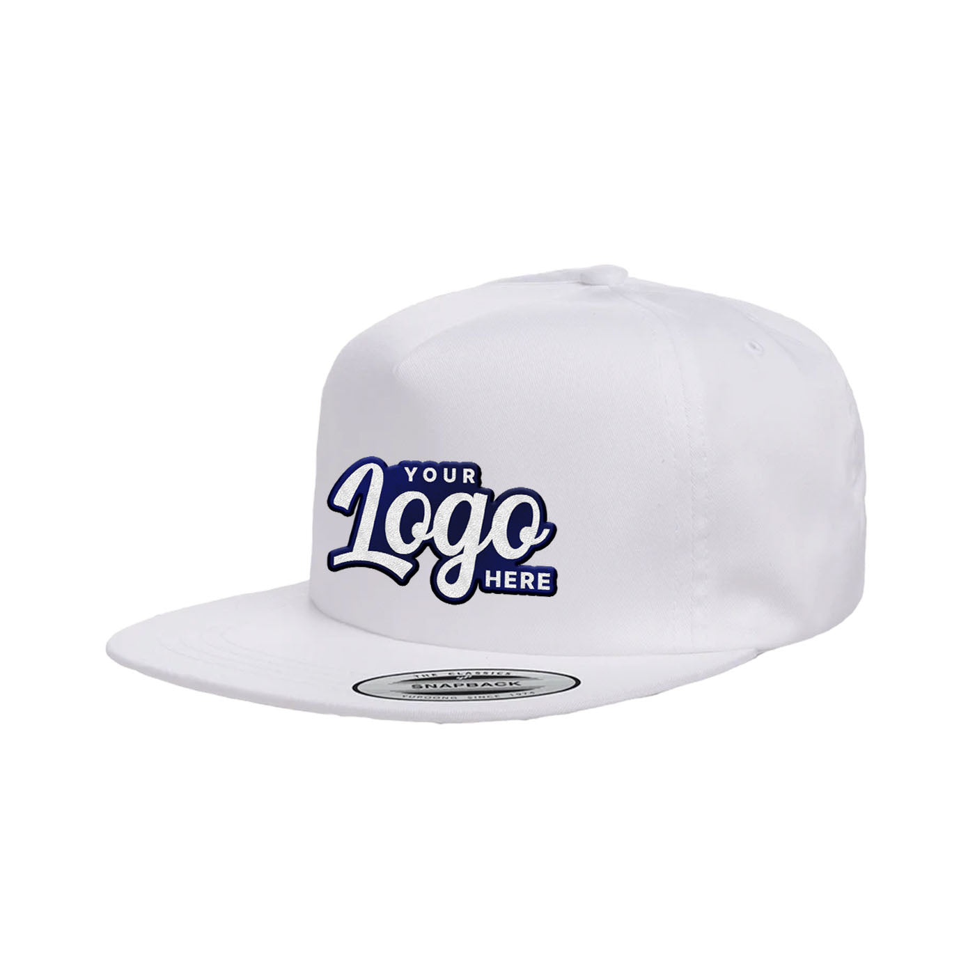 Custom Embroidered Yupoong 6502 Unstructured 5-Panel Snapback Hat, Flat Bill, YP Classics