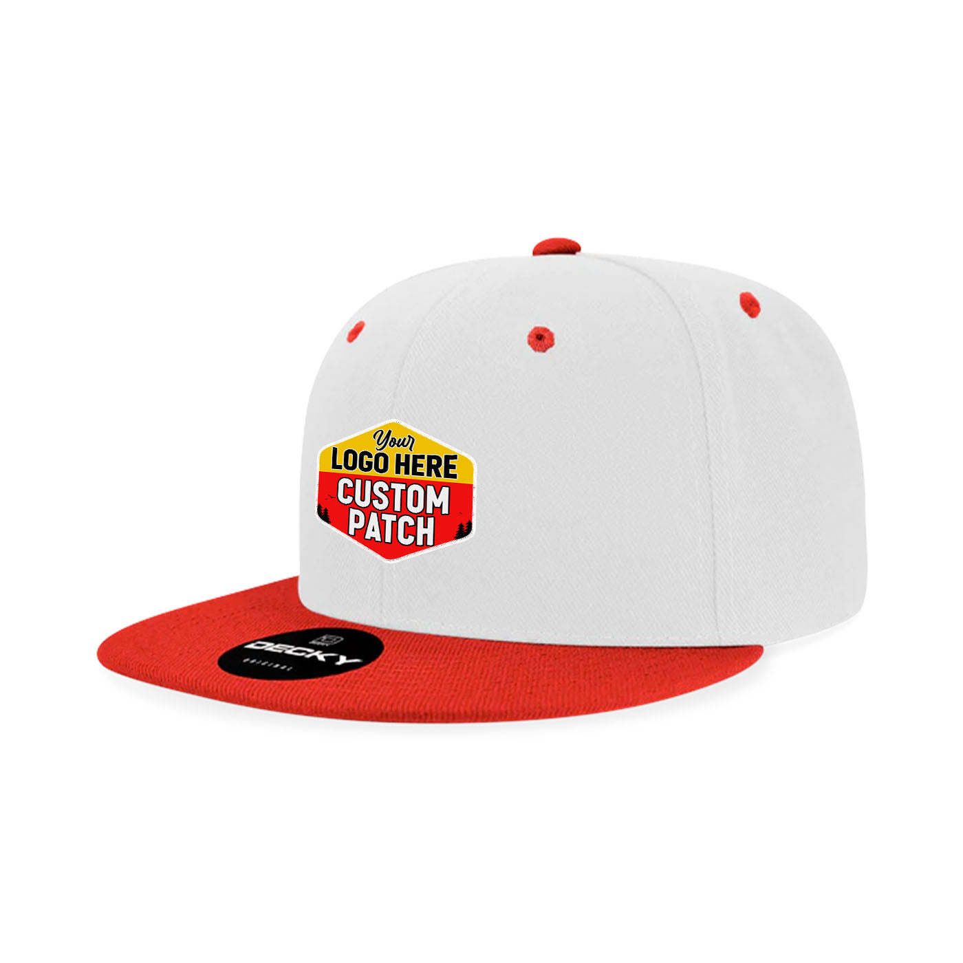 Custom Patch Decky 6020 High Profile 6 Panel Snapback, Flat Bill Hat