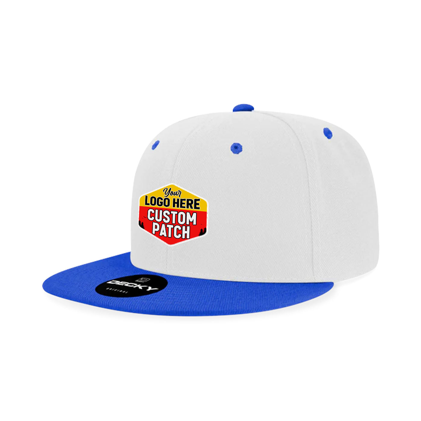 Custom Patch Decky 6020 High Profile 6 Panel Snapback, Flat Bill Hat