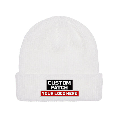 Custom Patch YP Classics 1545K Ribbed Cuffed Knit Beanie, Knit Cap, Yupoong 1545K