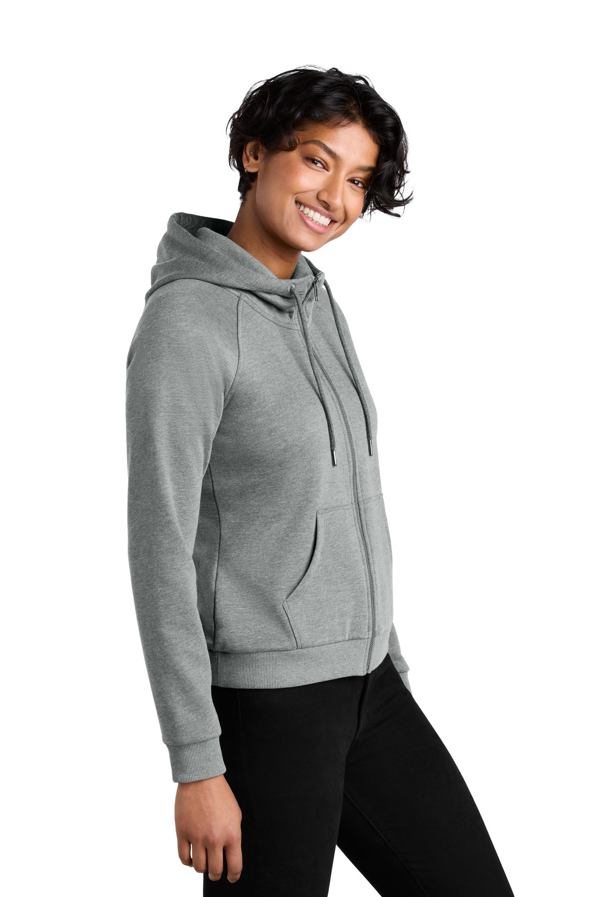 AlumGryHtr Allmade Women's Organic CVC Fleece Full-Zip Hoodie AL5003