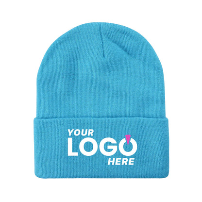 Custom Embroidered Unbranded Long Knit Beanie with Logo