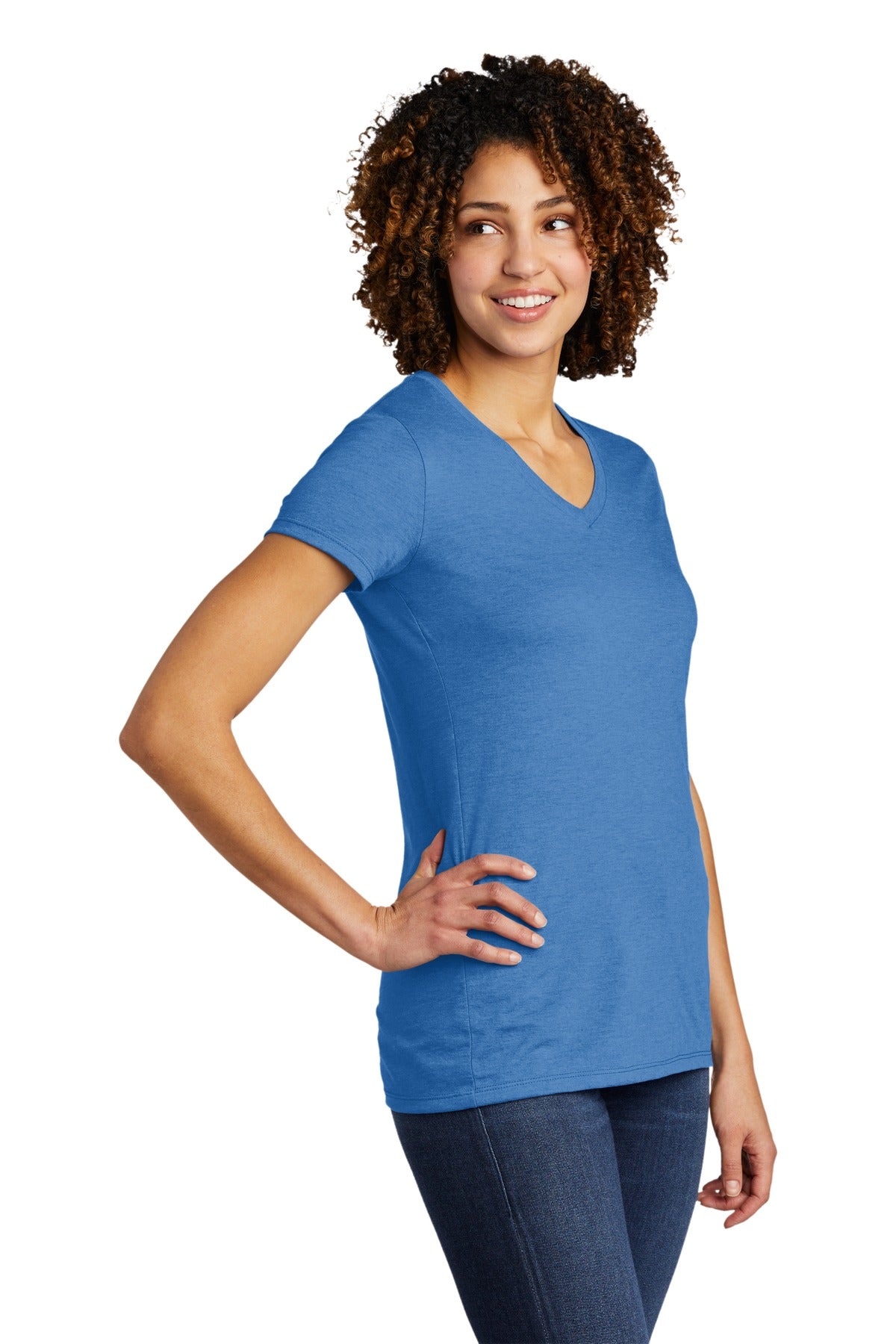 Azure Blue Allmade Women's Tri-Blend V-Neck Tee AL2018