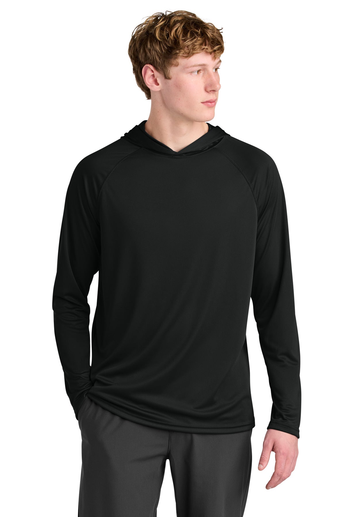 Black A4 Cooling Performance Long Sleeve Hooded Tee A4N3409