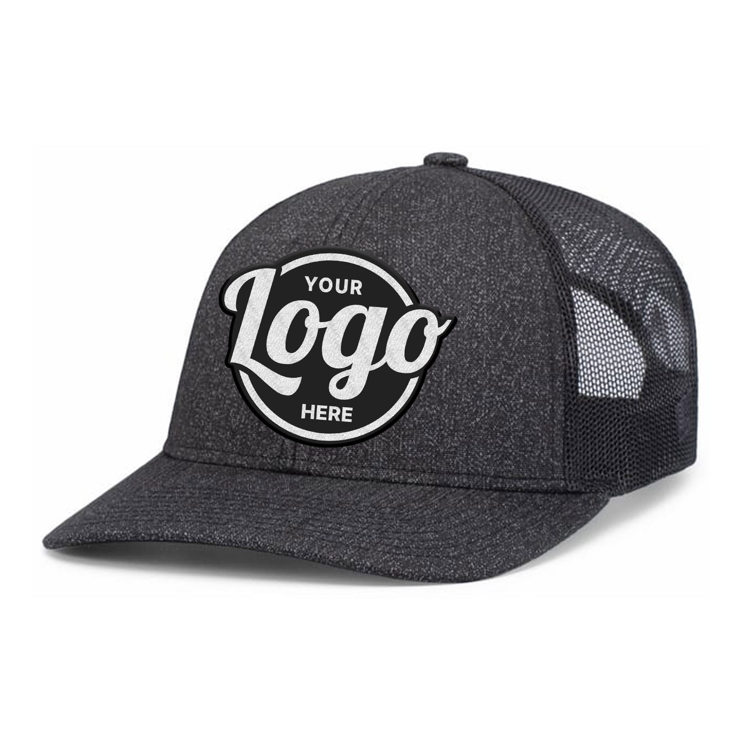 Custom Embroidered Pacific Headwear 210C Melange Heather Low-Profile Trucker Hat - Flat Embroidery