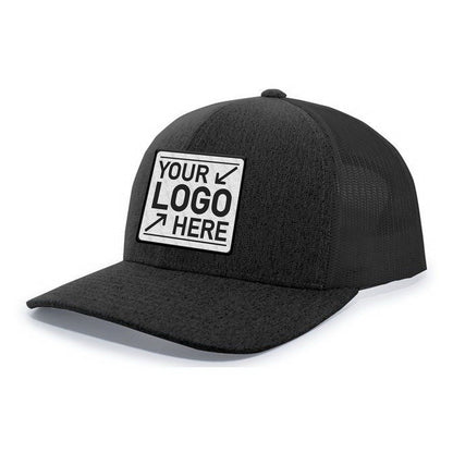 Custom Embroidered Pacific Headwear 110C Heather Trucker Snapback Cap - Flat Embroidery
