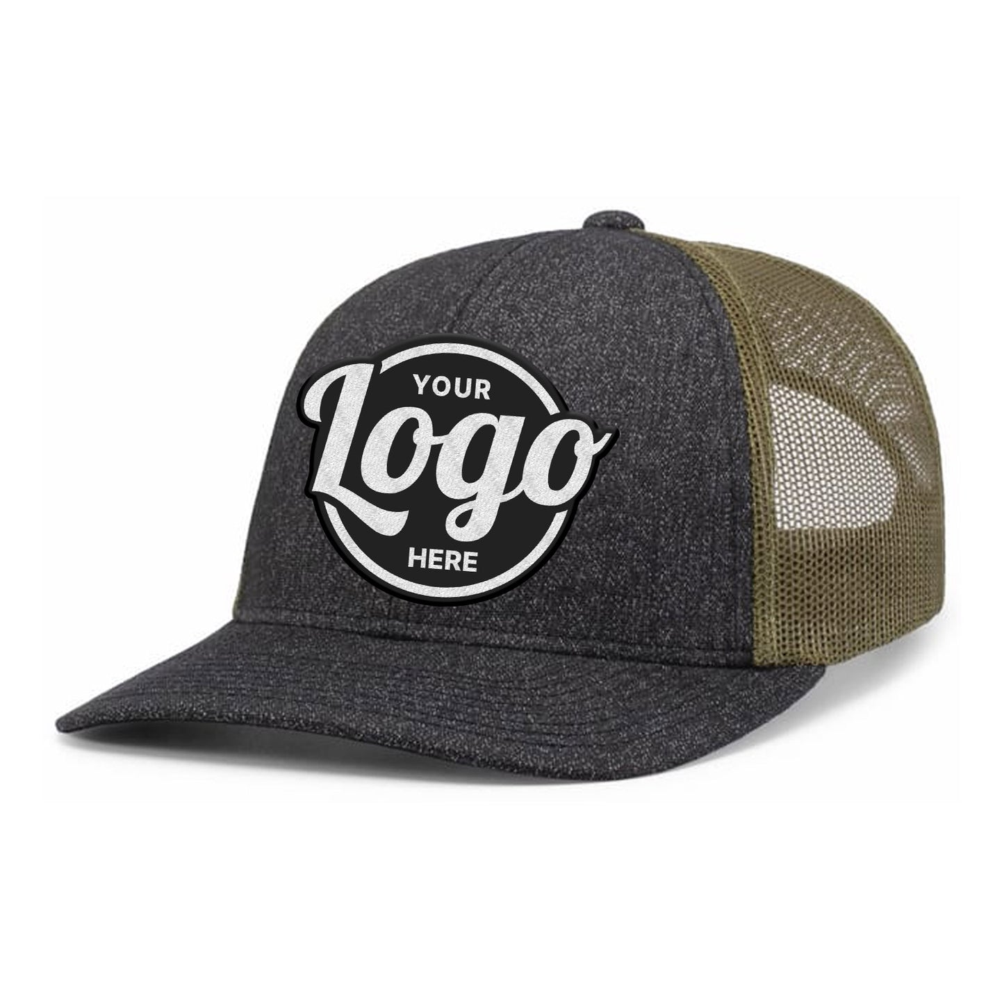 Custom Embroidered Pacific Headwear 210C Melange Heather Low-Profile Trucker Hat - Flat Embroidery