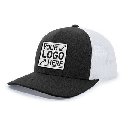 Custom Embroidered Pacific Headwear 110C Heather Trucker Snapback Cap - Flat Embroidery