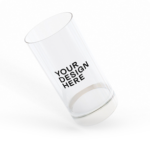 Clear glass tumbler with: Your Design Here text for customization