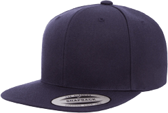 A purple flat bill hat