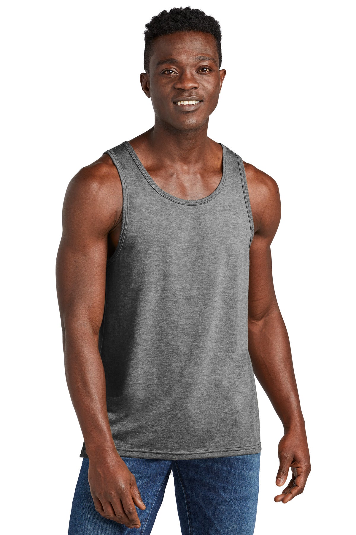 Front View of AlumGrey Allmade Unisex Tri-Blend Tank AL2019