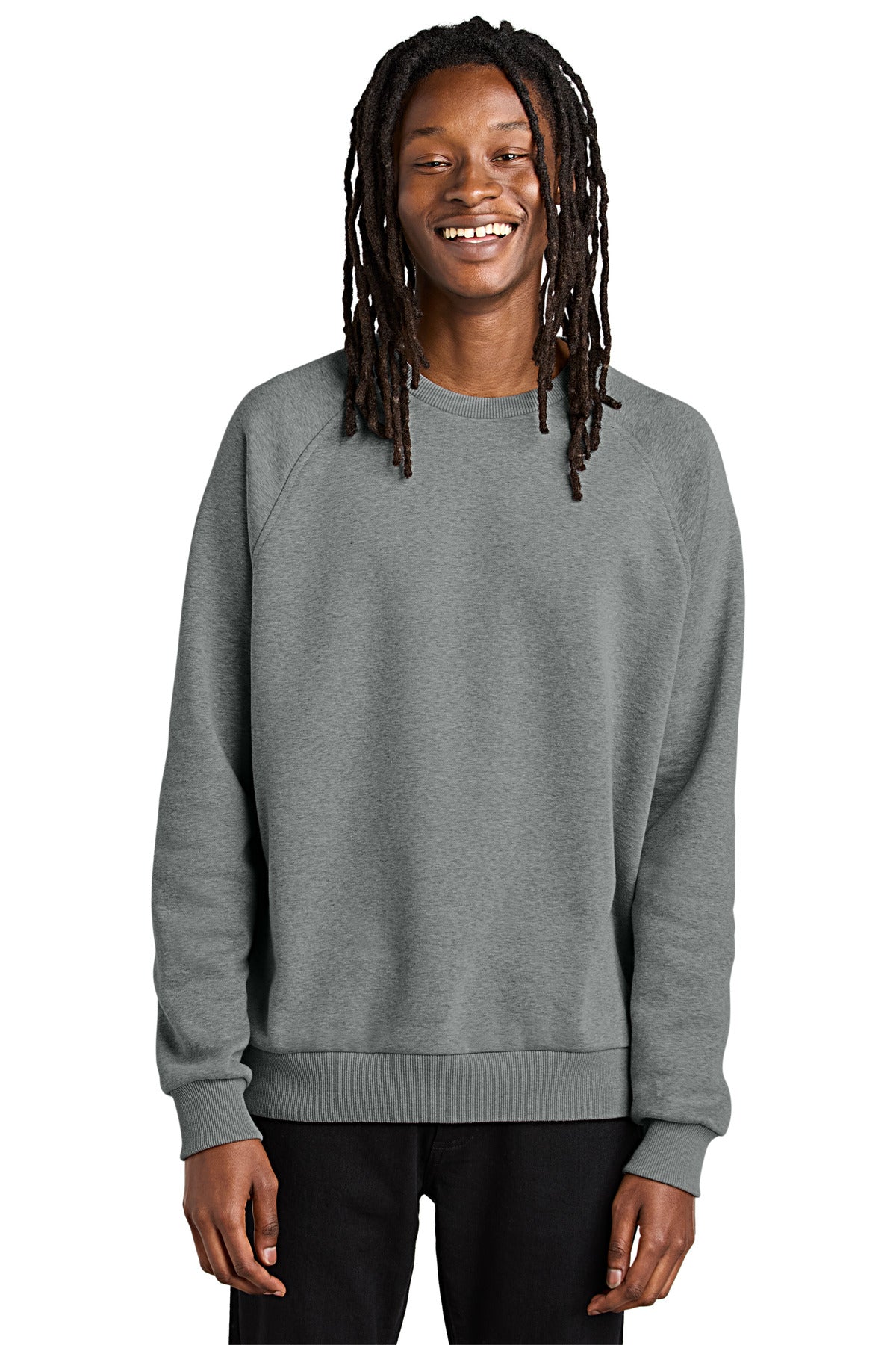 Front View of AlumGryHtr Allmade Unisex Organic CVC Fleece Crewneck Sweatshirt AL5004
