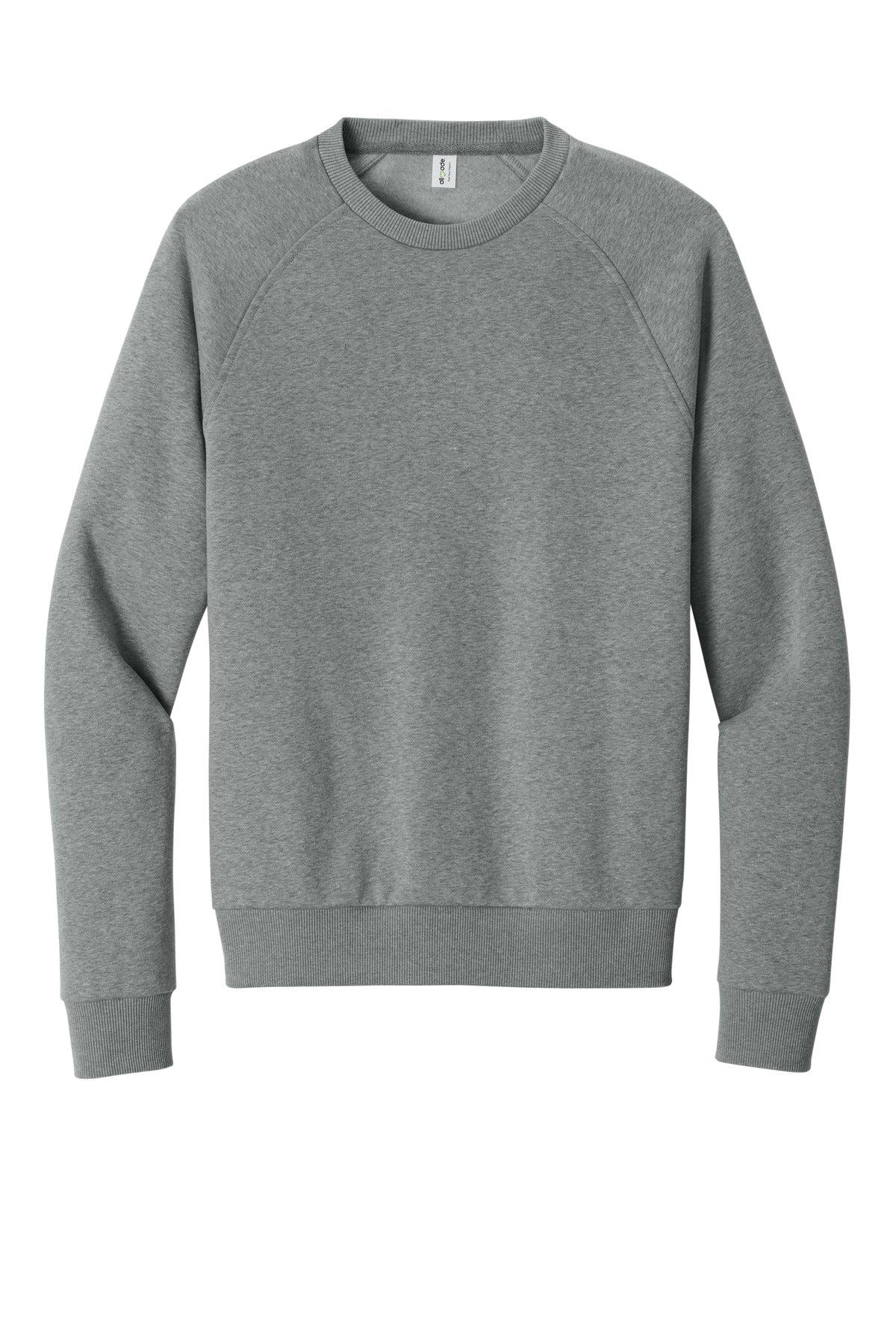 Front View of AlumGryHtr Allmade Unisex Organic CVC Fleece Crewneck Sweatshirt AL5004