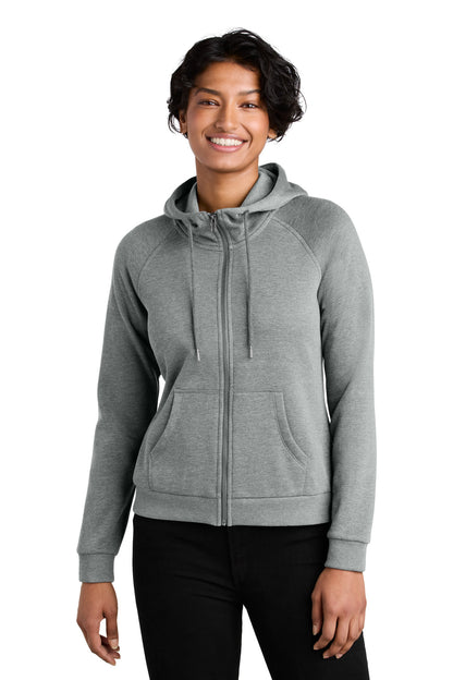 Front View of AlumGryHtr Allmade Women's Organic CVC Fleece Full-Zip Hoodie AL5003