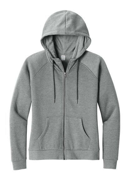 Front View of AlumGryHtr Allmade Women's Organic CVC Fleece Full-Zip Hoodie AL5003