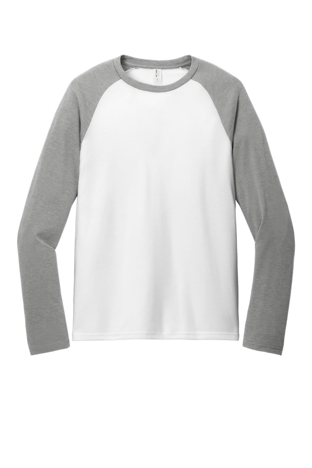 Front View of AlumGy/BtW Allmade Unisex Tri-Blend Long Sleeve Colorblock Raglan AL6009