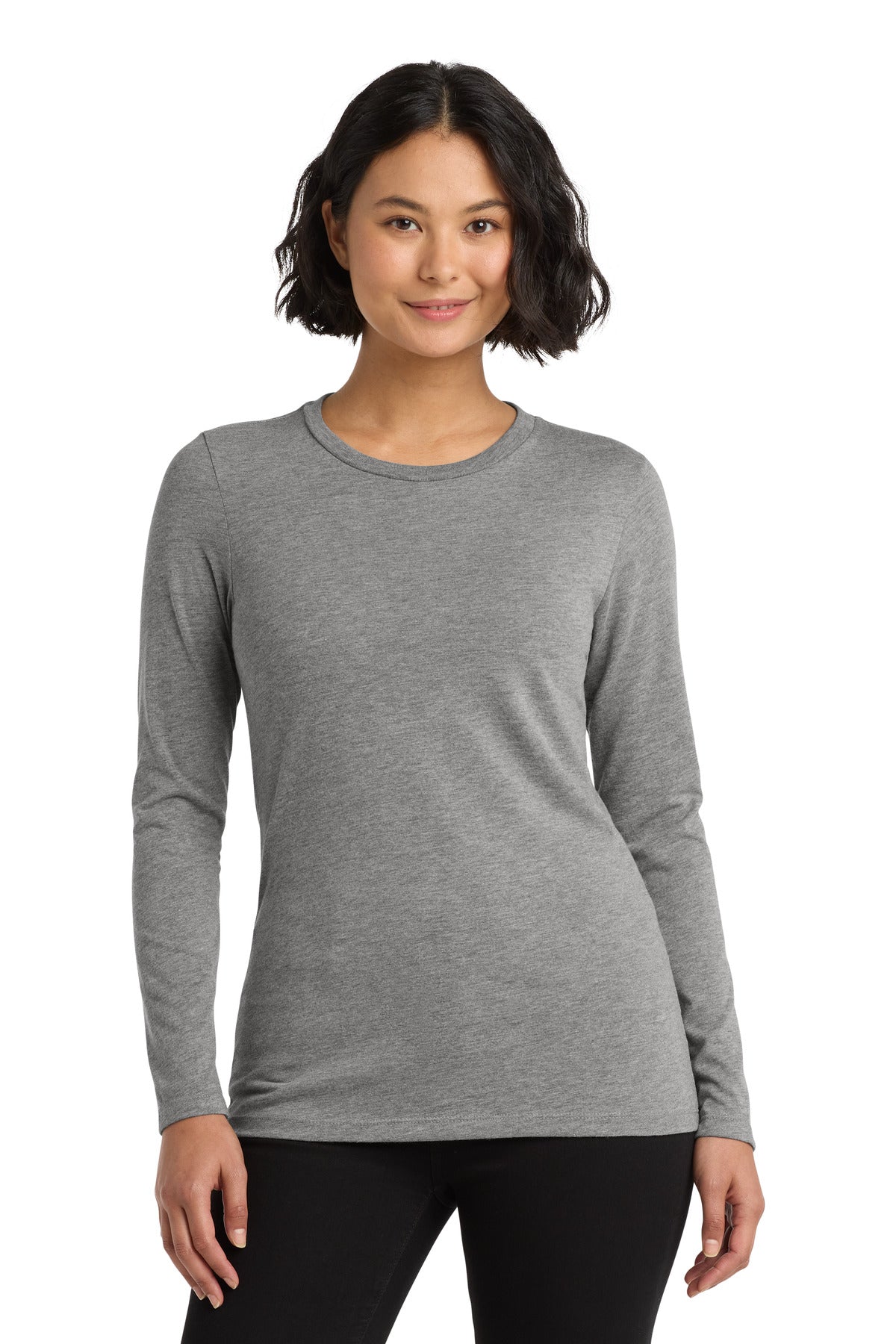 Front View of Aluminum Grey Allmade Women's Tri-Blend Long Sleeve Tee AL6008