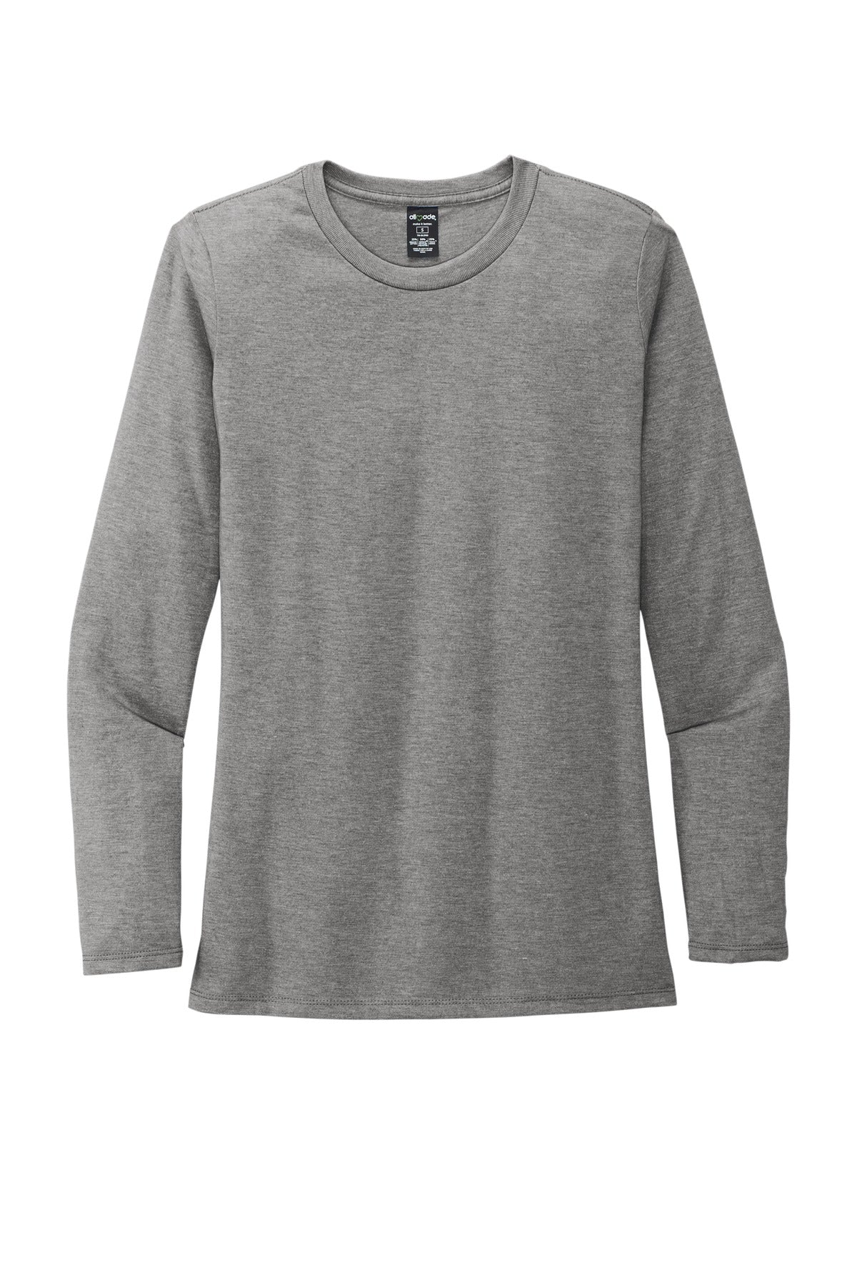 Front View of Aluminum Grey Allmade Women's Tri-Blend Long Sleeve Tee AL6008