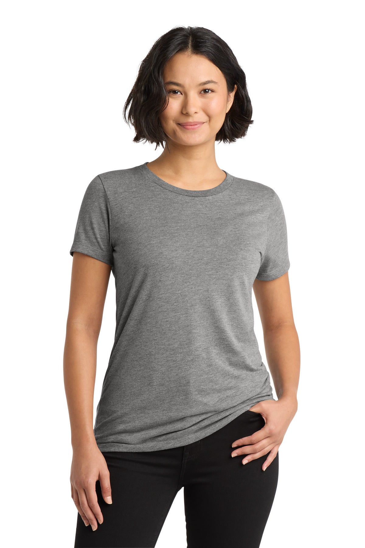 Front View of Aluminum Grey Allmade Women's Tri-Blend Tee AL2008