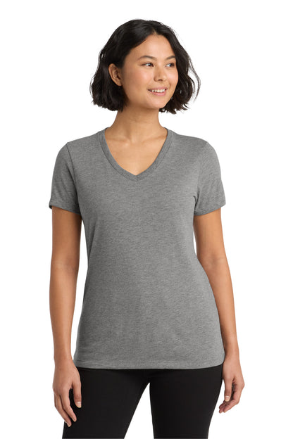 Front View of Aluminum Grey Allmade Women's Tri-Blend V-Neck Tee AL2018
