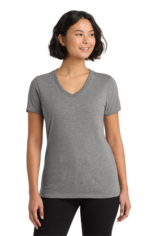 Front View of Aluminum Grey Allmade Women's Tri-Blend V-Neck Tee AL2018 - Star Hats & Embroidery