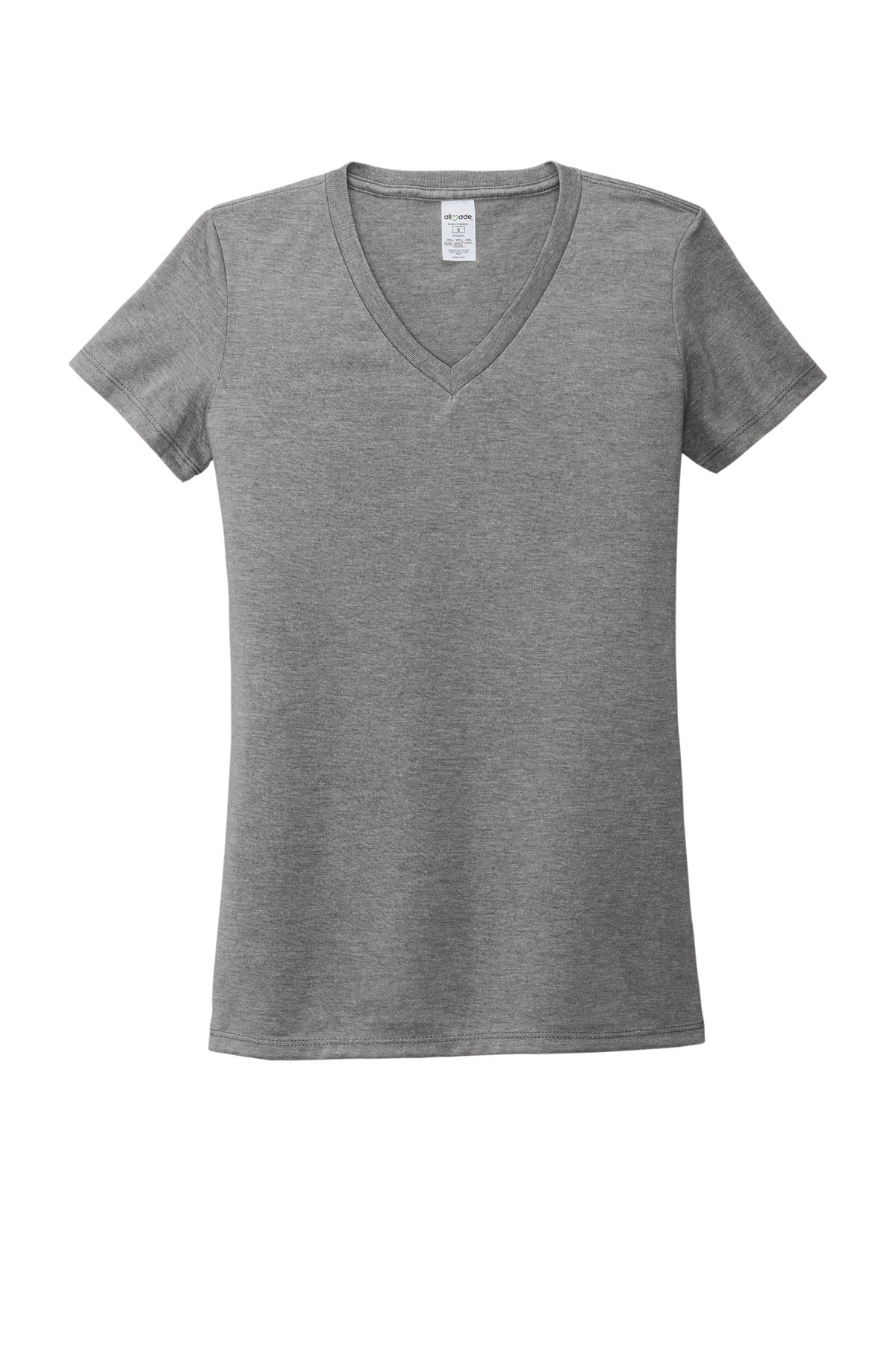 Front View of Aluminum Grey Allmade Women's Tri-Blend V-Neck Tee AL2018